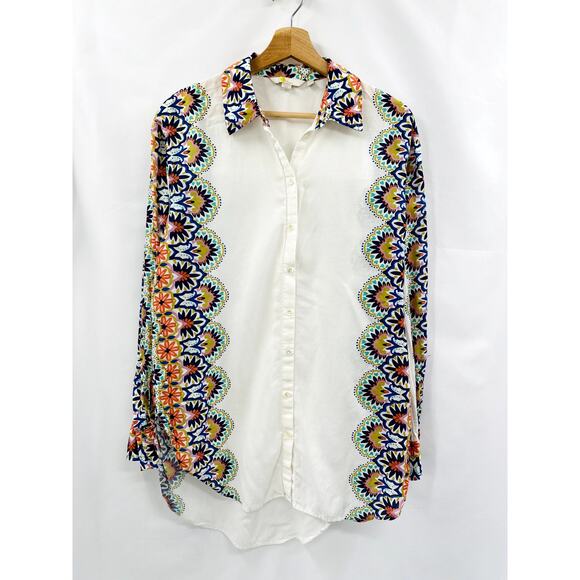 Boden colorful white button down top - Picture 2 of 5